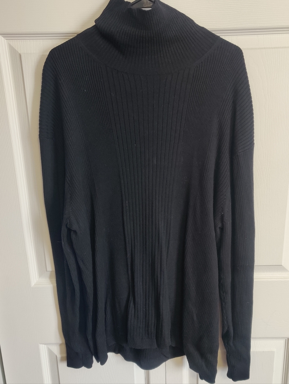 Perry Ellis Mens XXL Bkack Turtle Neck Sweater Ribbed Light Long Sleeve Stretchy